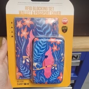 RFID Blocking Wallet & Passport Cover - Pink Parrot Design